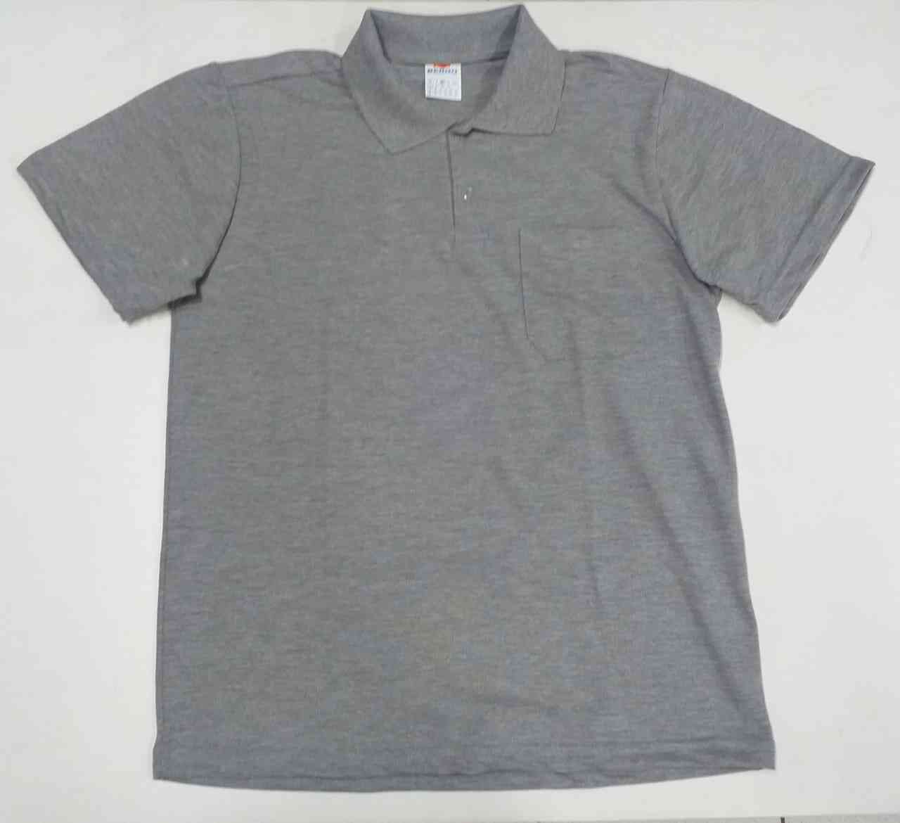 CAMISA POLO MANGA CURTA 1 BOLSO CINZA MESCLA