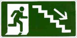 PLACA SIN.ROTA DE FUGA DESCA  ESCADA DIREITA FOTOLUMINECENTE 25X15 CM