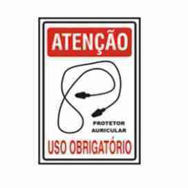 PLACA SIN.ATENCAO (PROT.AUR.PLUG) USO OBRIGATORIO 20X30 CM