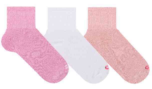 KIT 3 PARES MEIA FEMININA CANO MEDIO (PREMIUM) (ROSA/BRANCA/SALMAO)