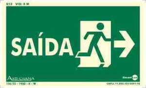 PLACA SIN. SAIDA SETA P/ DIREITA FOTOLUMINESCENTE ENCARTALE 25X15 CM