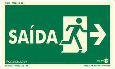 PLACA SIN. SAIDA SETA P/ DIREITA FOTOLUMINESCENTE ENCARTALE 25X15 CM