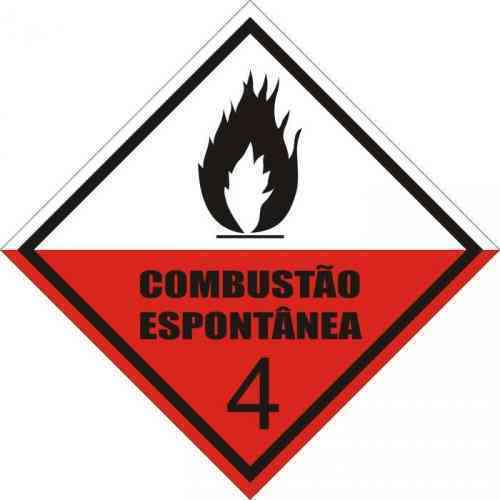PLACA PARA CAMINHÃO - COMBUSTÃO ESPONTÂNEA 4 - 30 X 30 CM