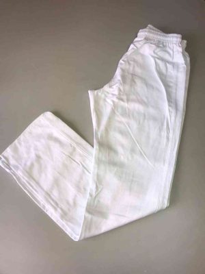 CALCA EM TECIDO BRANCA ELASTICO TOTAL 1 BOLSO