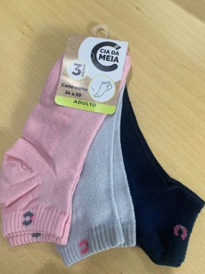 KIT 3 PARES MEIA FEMININA CANO CURTO