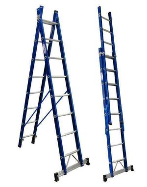 ESCADA DE FIBRA 8 DEGRAUS TESOURA EXTENSIVEL 2,50M X 4,40M