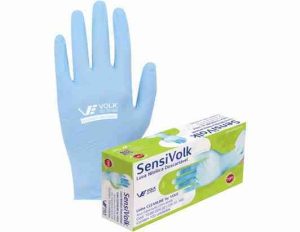 LUVA NITRÍLICA SENSI SOFT AZUL DESCARTÁVEL SEM TALCO - VOLK (100 UNIDADES) | CA - 46249