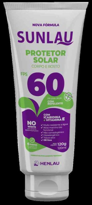 CREME SUNLAU PROT SOLAR FATOR 60 C/ REPELENTE BISN. 120G