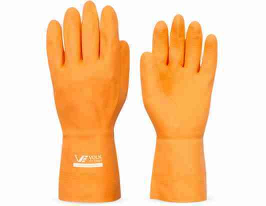 LUVA LATEX LARANJA SUPER REFORCADA PLUS VOLK CA 16311 (M: 2110A / T / Q)