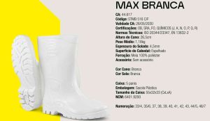 BOTA PVC BRANCA STIVALETTO MAX CANO MÉDIO FORRADA CA 44617