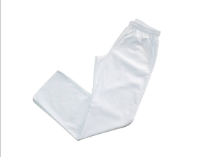 CALCA EM TECIDO BRANCA ELASTICO TOTAL 1 BOLSO