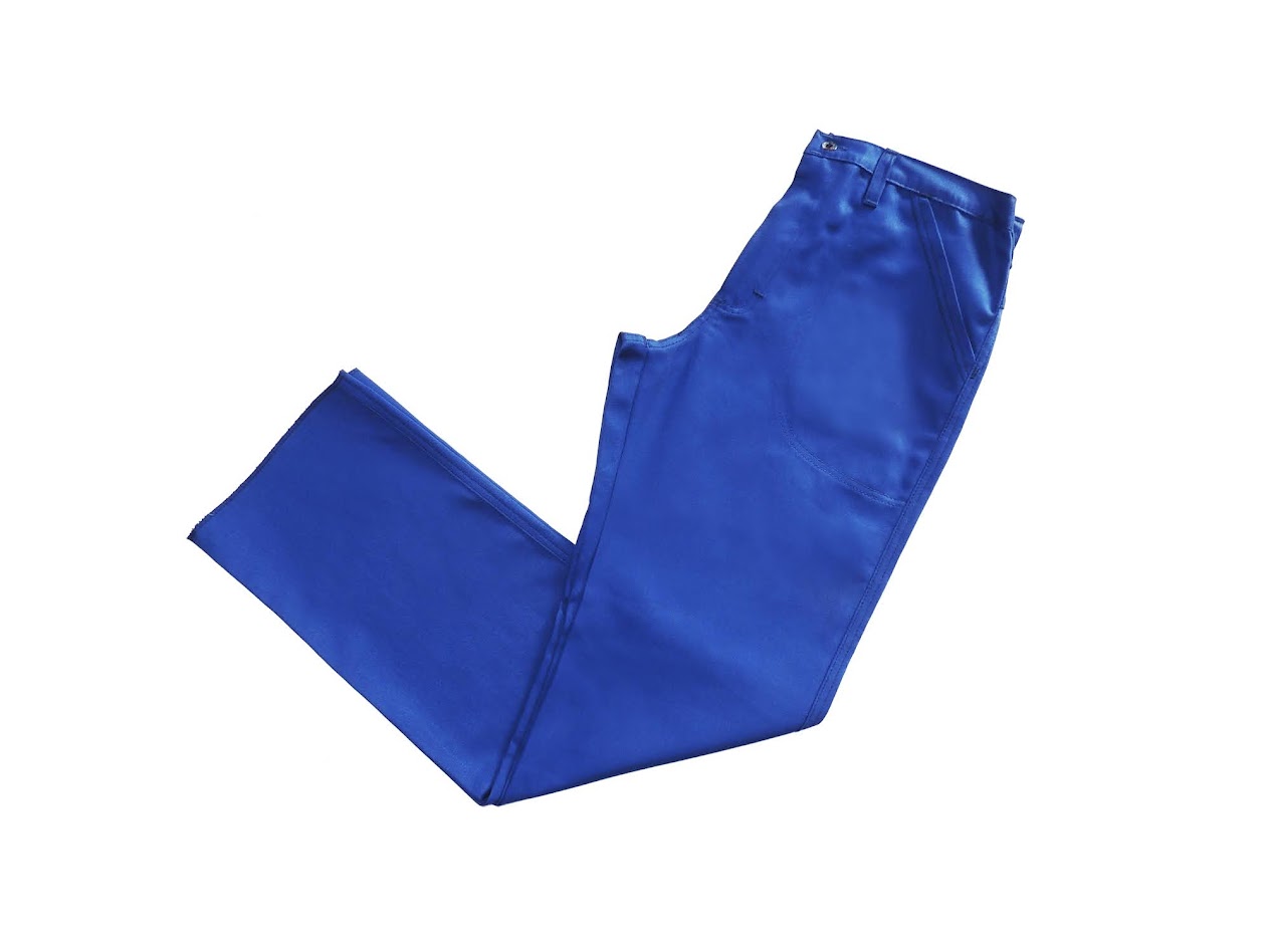 CALCA EM TECIDO AZUL ROYAL C/ ZIPER