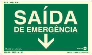 PLACA SIN. SAIDA EMERGENCIA SETA P/ BAIXO FOTOLUMINESCENTE ENCARTALE 25X15 CM