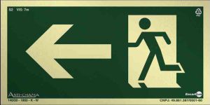 PLACA SIN. SAIDA SETA P/ ESQUERDA FOTOLUMINESCENTE ENCARTALE 25X15 CM