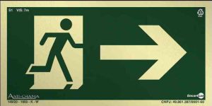 PLACA SIN. SAIDA SETA P/ DIREITA FOTOLUMINESCENTE ENCARTALE 25X15 CM