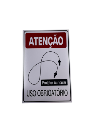 PLACA SIN.ATENCAO (PROT.AUR.PLUG) USO OBRIGATORIO 20X30 CM