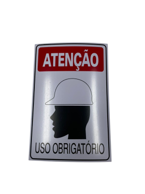 PLACA SIN.ATENCAO (CAPACETE) USO OBRIGATORIO 20X30 CM S-205