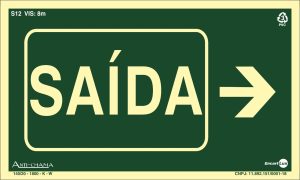 PLACA SIN. FOTOLUMINESCENTE SAIDA SETA P/ DIREITA ENCARTALE 25X15 CM