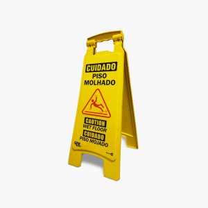 PLACA EM V CUIDADO PISO MOLHADO 50X30 CM