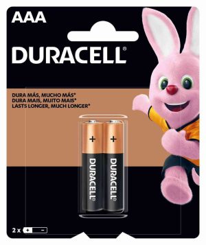 PILHA ALCALINA AAA DURACELL 1,5V 2 UNIDADES
