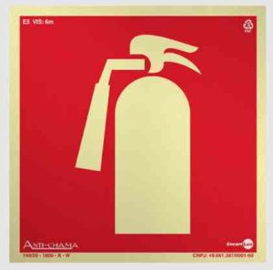 PLACA EXTINTOR FOTOLUMINESCENTE 20X20 CM