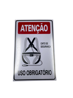 PLACA SIN.ATENCAO (CINTO SEG.)USO OBRIG. 20X30 CM
