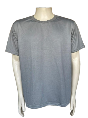 CAMISA EM POLIVISCOSE CINZA CIMENTO MANGA CURTA