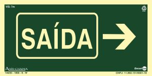 PLACA SIN. FOTOLUMINESCENTE SAIDA SETA P/ DIREITA ENCARTALE 25X15 CM