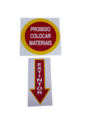 PLACA CONJ.PROIBIDO COLOCAR MATERIAIS 20X20 + EXTINTOR 20X10