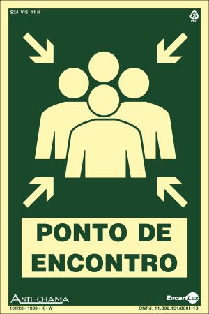 PLACA SIN. PONTO DE ENCONTRO FOTOLUMINESCENTE 20X30 CM