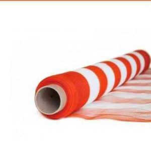TELA TAPUME SINALEIRO POLIETILENO LARANJA E BRANCA  50MTX120CM