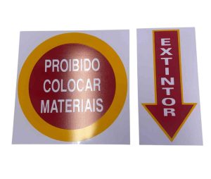 PLACA CONJ.PROIBIDO COLOCAR MATERIAIS 20X20 + EXTINTOR 20X10
