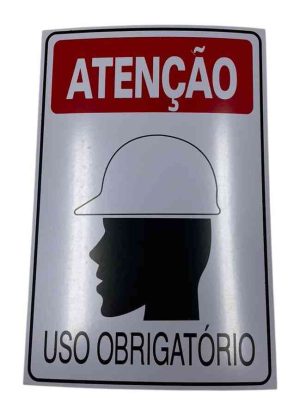 PLACA SIN.ATENCAO (CAPACETE) USO OBRIGATORIO 20X30 CM S-205