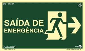 PLACA SIN. SAIDA EMERGENCIA SETA P/ DIREITA FOTOLUMINESCENTE ENCARTALE 25X15 CM
