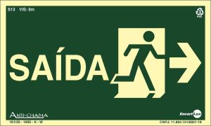 PLACA SIN. SAIDA SETA P/ DIREITA FOTOLUMINESCENTE ENCARTALE 25X15 CM
