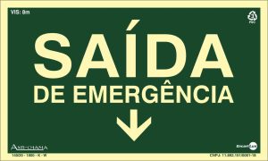 PLACA SIN. SAIDA EMERGENCIA SETA P/ BAIXO FOTOLUMINESCENTE ENCARTALE 25X15 CM